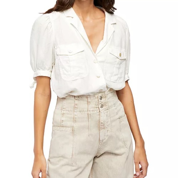 Free People Safari Babe linen top. Size small - Picture 2 of 9